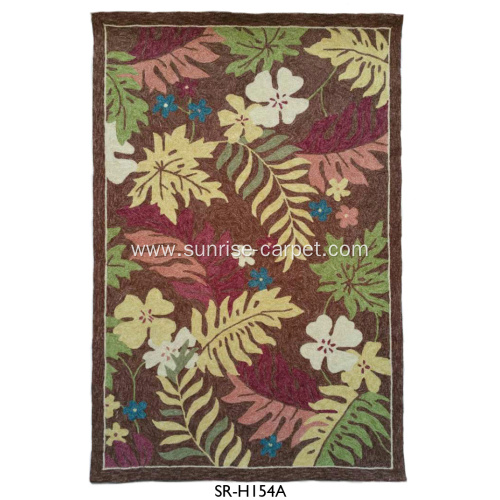 Hand Hooked Rug Carpet With Flower Design